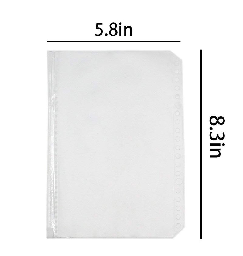 Suillty 20 Holes Transparent Plastic PVC Insertable Binder Folders Pockets Sheet Page Paper Refills Protector for 20 Rings Notebook Planner Diary Loose Leaf File Document Storage Pouch Filing Bag(12Pack,A5) - Image 5